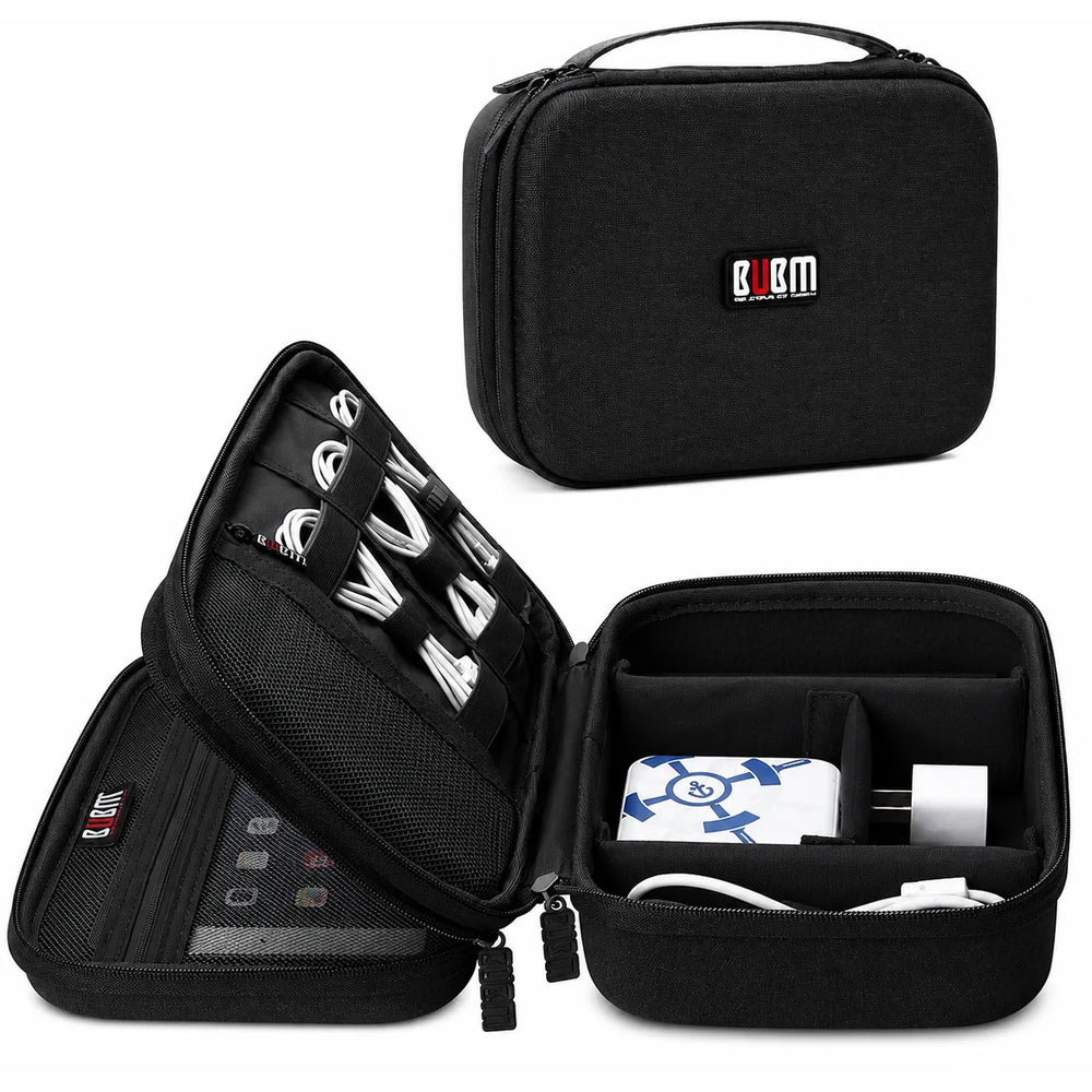 BUBM Hard Shell Kabel Organizer – Elektronica Opbergtas – Accessoiretas voor iPhone, iPad, Tablet, Opladers, Kabels, USB-Sticks & Geheugenkaarten – Zwart-Ilumina Benelux