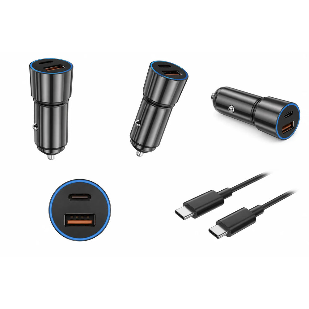 38W Fast Charge Autolader USB-C PD & QC3.0 met USB-C naar Lightning Kabel-Ilumina Benelux