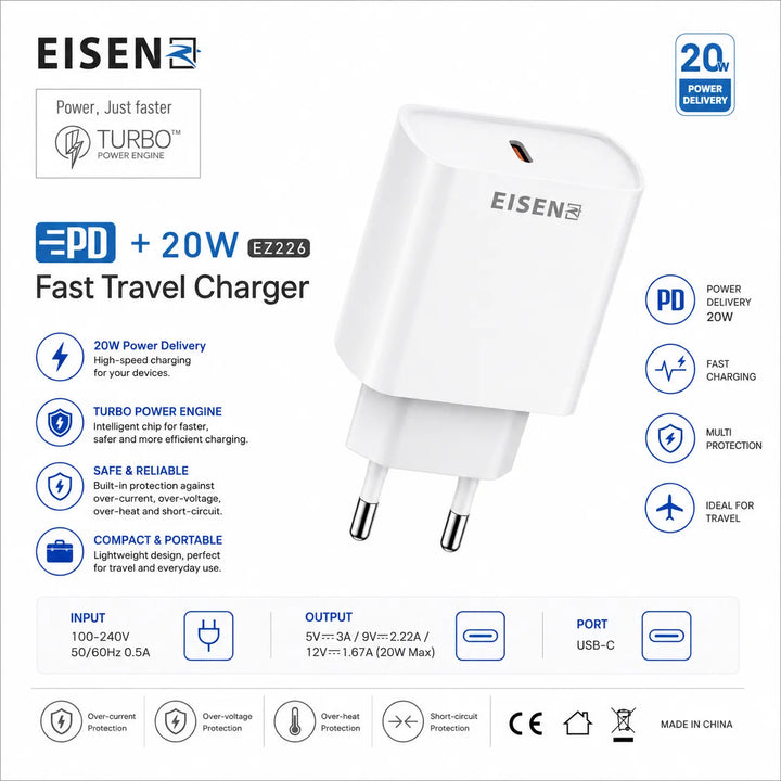 20W PD Fast Travel Charger met Lightning Kabel-Ilumina Benelux