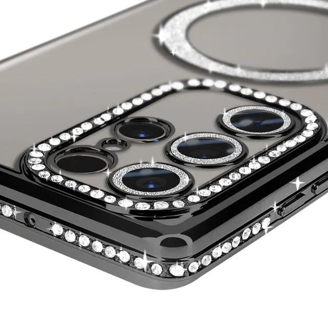 Samsung Galaxy S26 Ultra Hoesjes - MagSafe - Glitter Sparkle - Backcover - Zwart-Ilumina Benelux