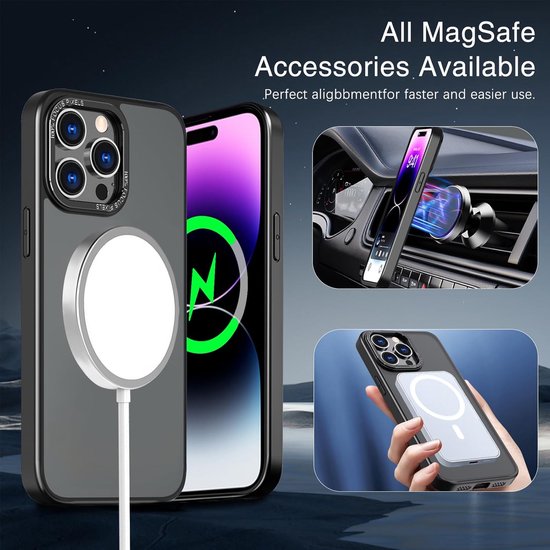 Backcover Met MagSafe Geschikt voor iPhone 14 Pro Max Hoesje - Zwart-Ilumina Benelux