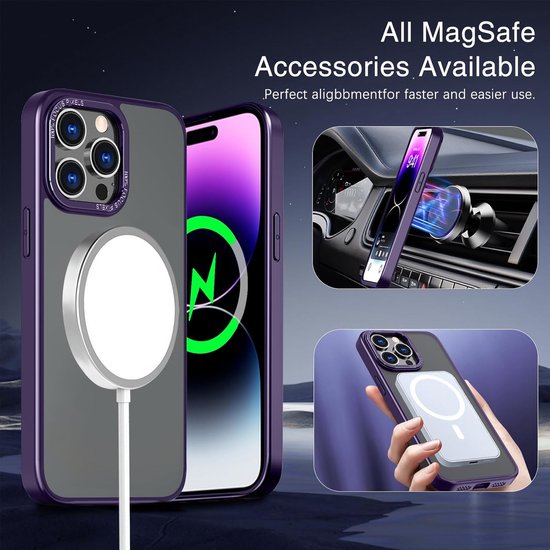 Backcover met magsafe iPhone 14 Hoesje - Backcover Geschikt voor MagSafe - Paars-Ilumina Benelux
