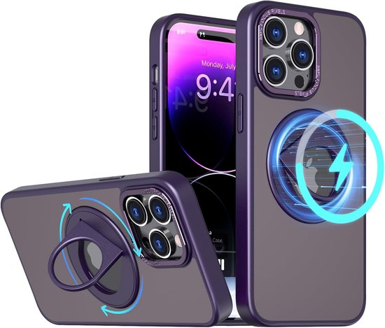 Backcover met magsafe iPhone 14 Hoesje - Backcover Geschikt voor MagSafe - Paars-Ilumina Benelux