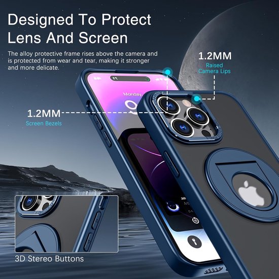 Backcover met magsafe iPhone 14 Pro Hoesje - Backcover Geschikt voor MagSafe - Blauw-Ilumina Benelux