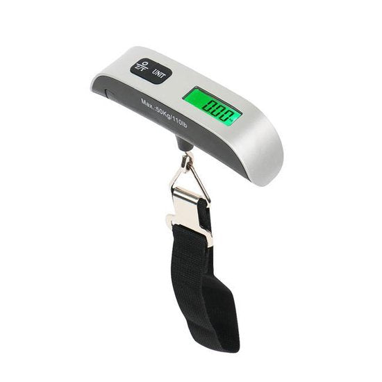 Bagageweegschaal digitaal – Kofferweger met weeghaak – Ingebouwde thermometer – Tot 50 kg – Zwart-Ilumina Benelux