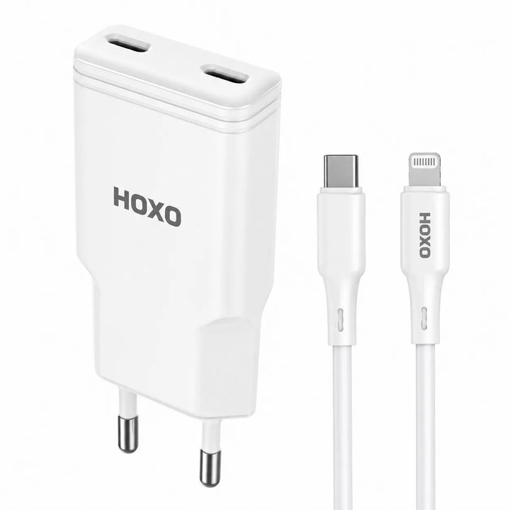 20W Dual USB-C Fast Charger met USB-C naar Lightning Kabel