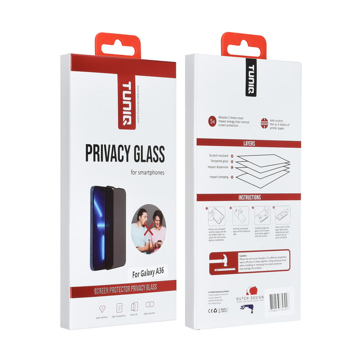 TUNIQ Samsung Galaxy A36 Screenprotector - Privacy Glass - Zwart-Screenprotectors-Ilumina Benelux
