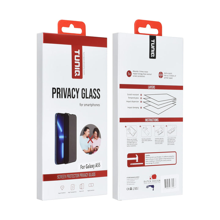 TUNIQ Samsung Galaxy A55 & S25 FE Screenprotector - Privacy Glass - Zwart-Screenprotectors-Ilumina Benelux