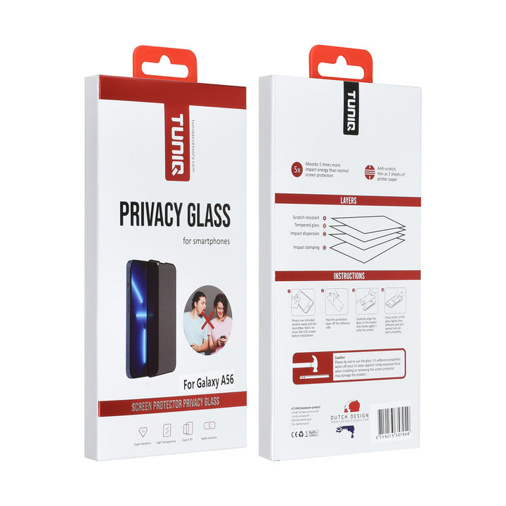 TUNIQ Samsung Galaxy A56 Screenprotector - Privacy Glass - Zwart-Screenprotectors-Ilumina Benelux
