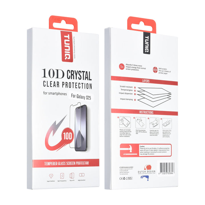 TUNIQ Samsung Galaxy S25 10D Full Coverage Screenprotector - Zwarte Rand-Screenprotectors-Ilumina Benelux