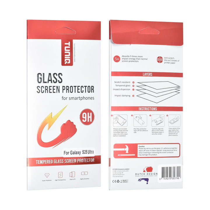 TUNIQ Samsung Galaxy S25 Ultra Screenprotector - Tempered glass - Transparant-Screenprotectors-Ilumina Benelux