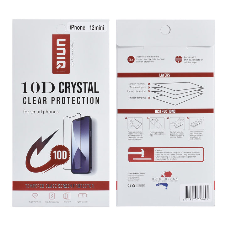 UNIQ Accessory iPhone 12 Mini 10D Full coverage Screenprotector - Zwarte Rand-Screenprotectors-Ilumina Benelux