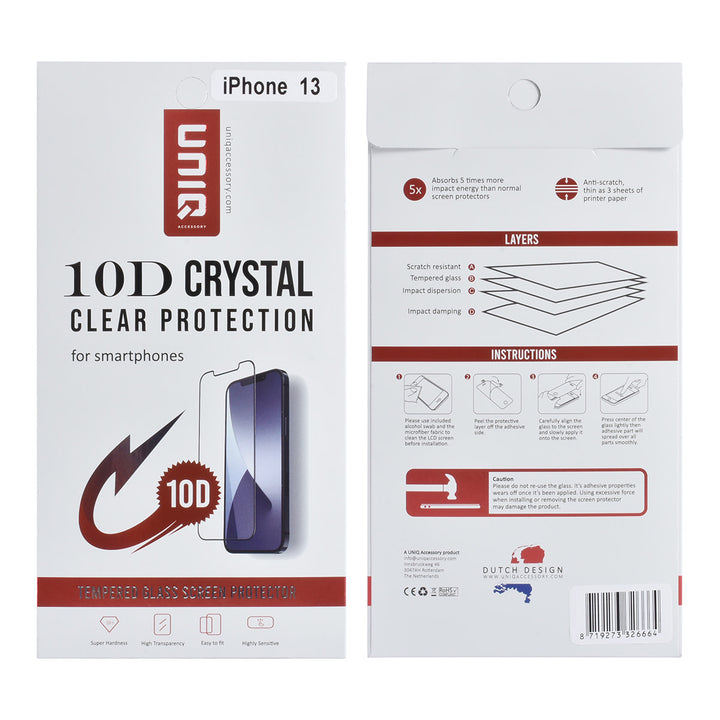UNIQ Accessory iPhone 13 10D Full coverage Screenprotector - Zwarte Rand-Hoesjes-Ilumina Benelux