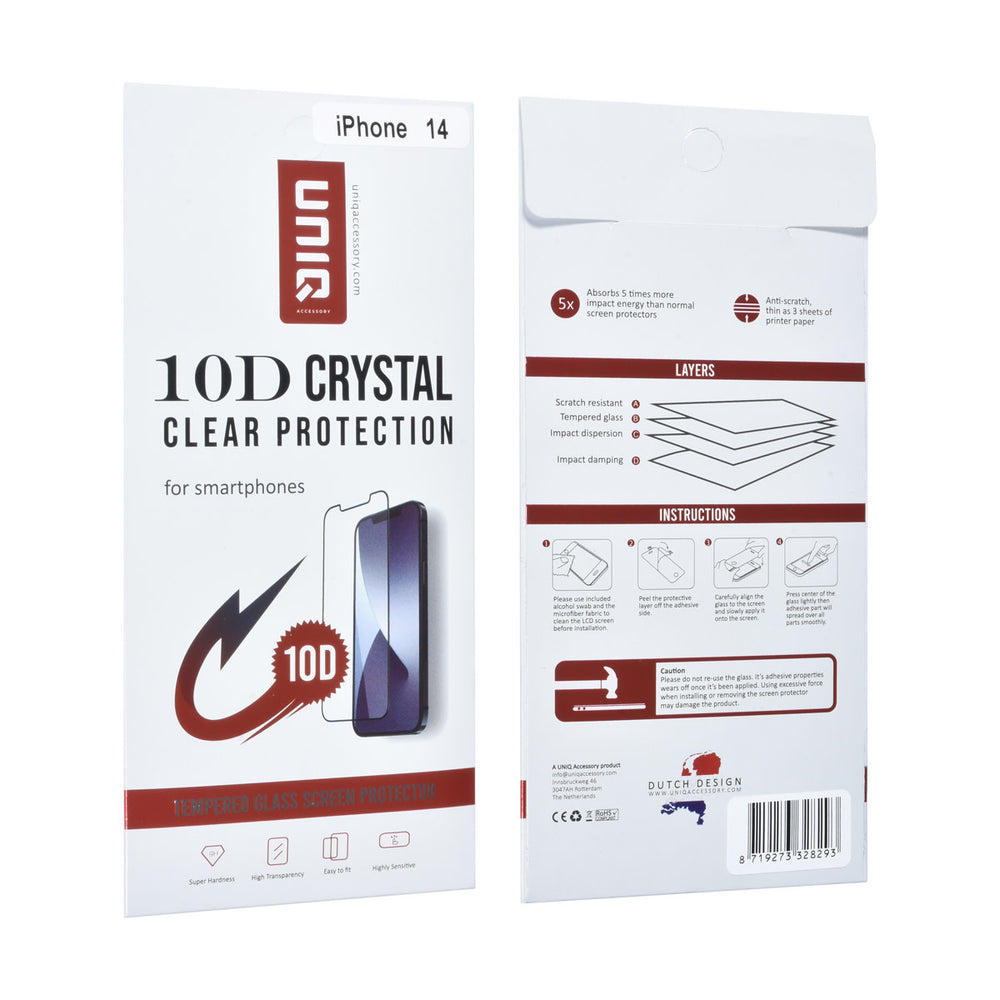 UNIQ Accessory iPhone 14 10D Full coverage Screenprotector - Zwarte Rand-Screenprotectors-Ilumina Benelux