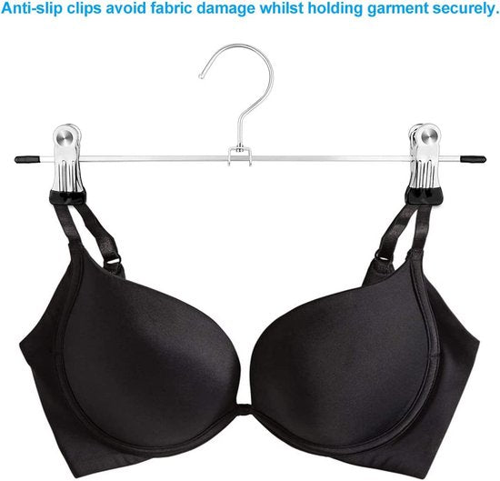 Broekhangers – Metalen knijperhangers voor broeken & rokken – Set van 10 – Antislip klemmen – Zilver-Kledinghanger-Ilumina Benelux