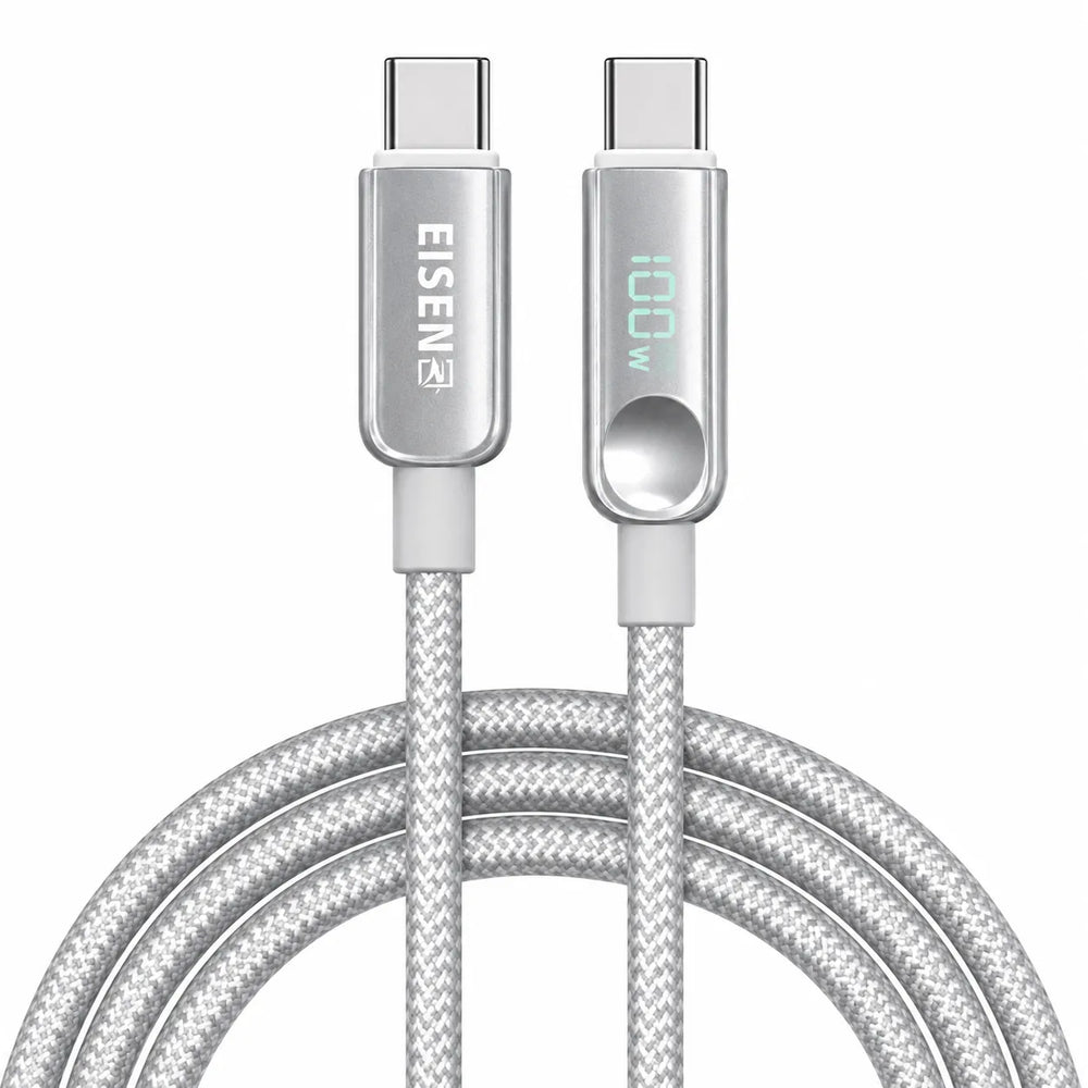 100W USB-C naar USB-C Hidden Digital Display Kabel 1 Meter-Ilumina Benelux