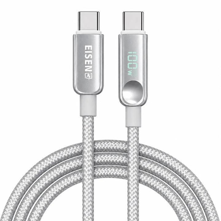100W USB-C naar USB-C Hidden Digital Display Kabel 1 Meter-Ilumina Benelux