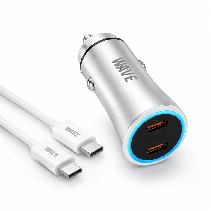 40W Dual USB-C Autolader met PD USB-C naar USB-C Kabel 1 Meter-Ilumina Benelux