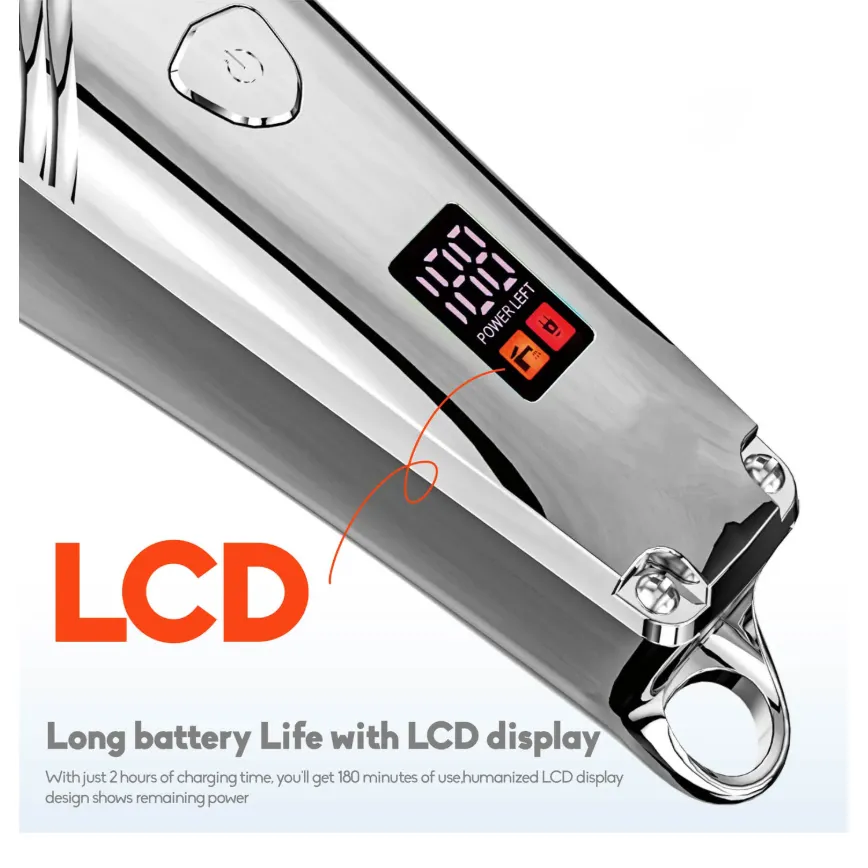 Elektrische Haartrimmer – IPX6 Waterdicht – 5W – Draadloos – LCD Display – Zilver-Ilumina Benelux