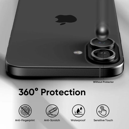 Camera Lens Protector – iPhone 16 Plus – 9H Gehard Glas – Anti-kras – Zwart-Ilumina Benelux