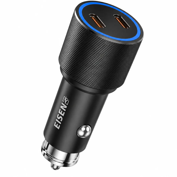 60W Dual USB-C Fast Charge Autolader PD Snellader Zwart-Ilumina Benelux