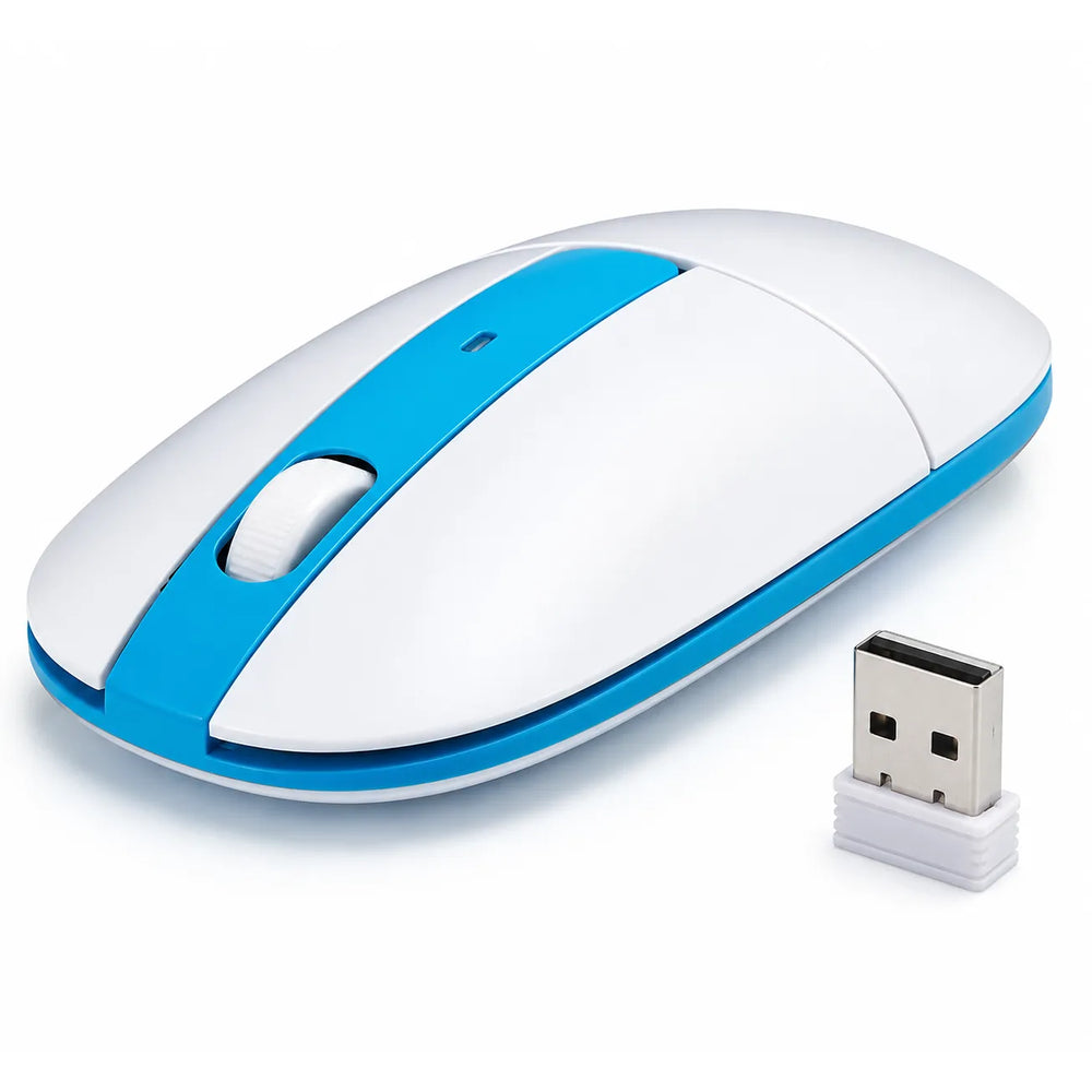 Draadloze Optische Muis 2.4GHz – 1600 DPI – USB Nano Ontvanger – Compact & Lichtgewicht – Blauw