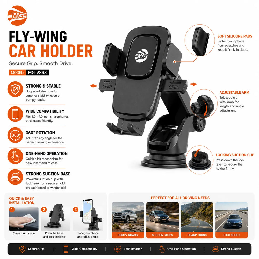 Auto Telefoonhouder met Zuignap – Dashboard & Voorruit Houder – 360° Draaibaar – Universeel-Ilumina Benelux