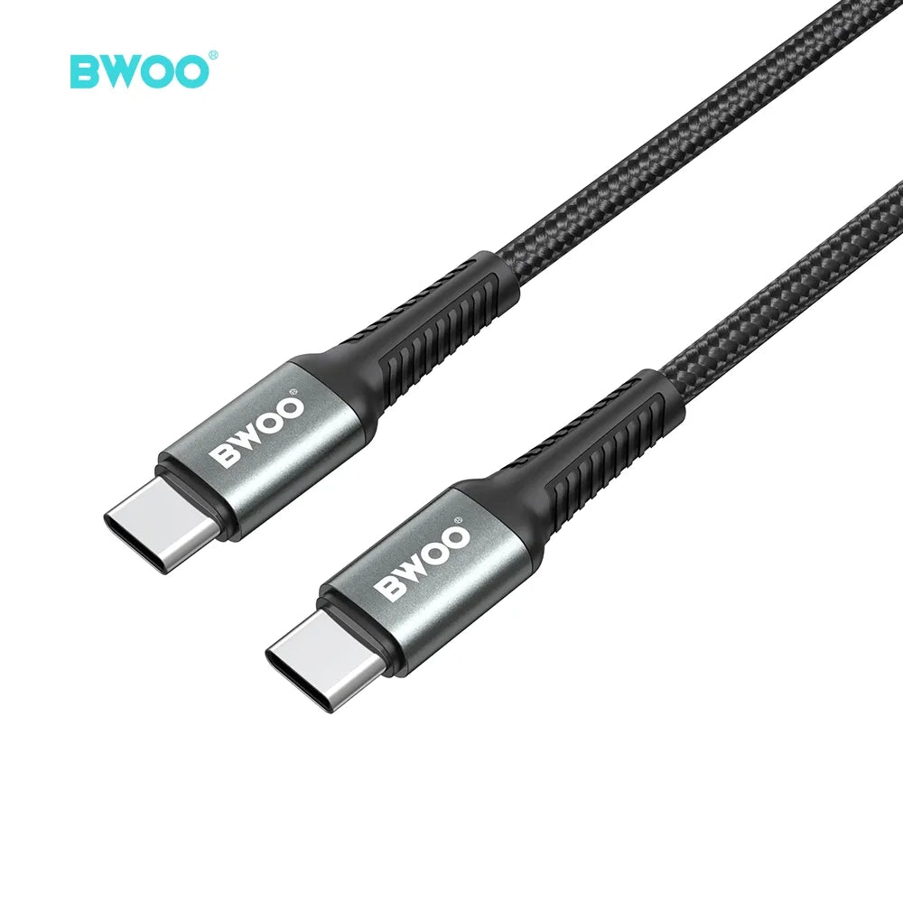 USB-C naar USB-C Kabel – 60W Power Delivery – 5A Snelladen – 2 Meter – Nylon Gevlochten – USB-C Oplaadkabe