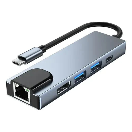 USB-C Hub 5-in-1 – 4K HDMI – Gigabit Ethernet – USB 3.0 – 100W Power Delivery – USB-C Docking Station voor MacBook, iPad Pro, Surface Pro en Laptop-Ilumina Benelux