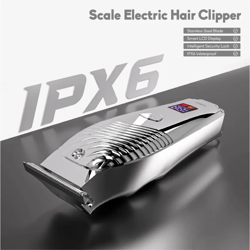 Elektrische Haartrimmer – IPX6 Waterdicht – 5W – Draadloos – LCD Display – Zilver-Ilumina Benelux