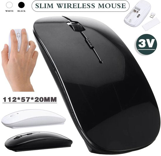 Draadloze muis voor laptop – Stille klik – Ergonomisch – 2.4GHz USB-ontvanger – Zwart-Muis-Ilumina Benelux