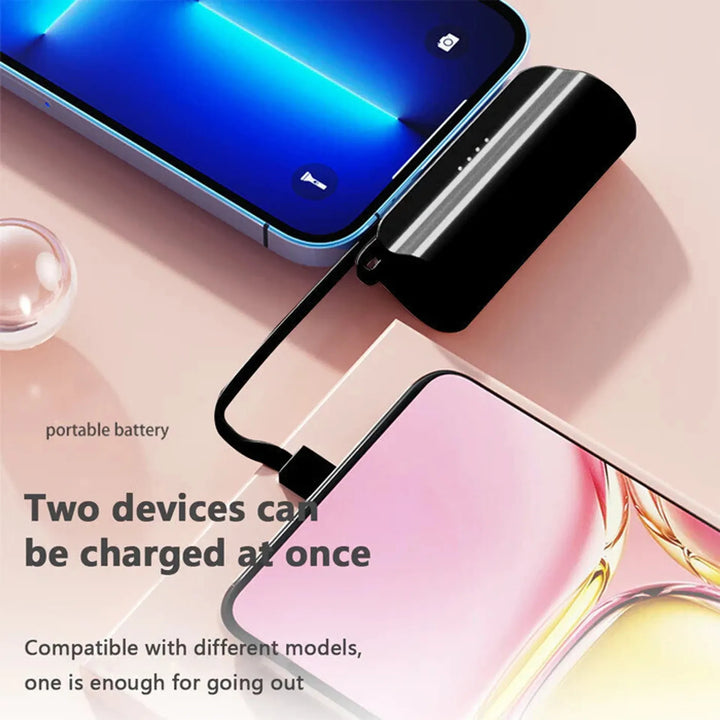 Mini Powerbank 3000mAh met Lightning & USB-C Connector – Compacte Noodlader voor iPhone & Android – Zwart-Ilumina Benelux