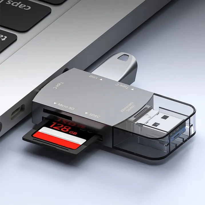 7-in-1 Universele Kaartlezer - USB, USB-C & Lightning Card Reader - SD & TF Geheugenkaartlezer - OTG Adapter - Geschikt voor iPhone, iPad, Android & Laptop-Ilumina Benelux