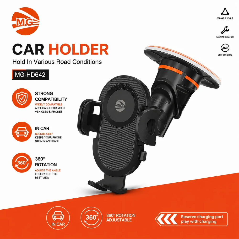 Auto Telefoonhouder met Zuignap – Dashboard & Voorruit – 360° Draaibaar – Zwart-Ilumina Benelux
