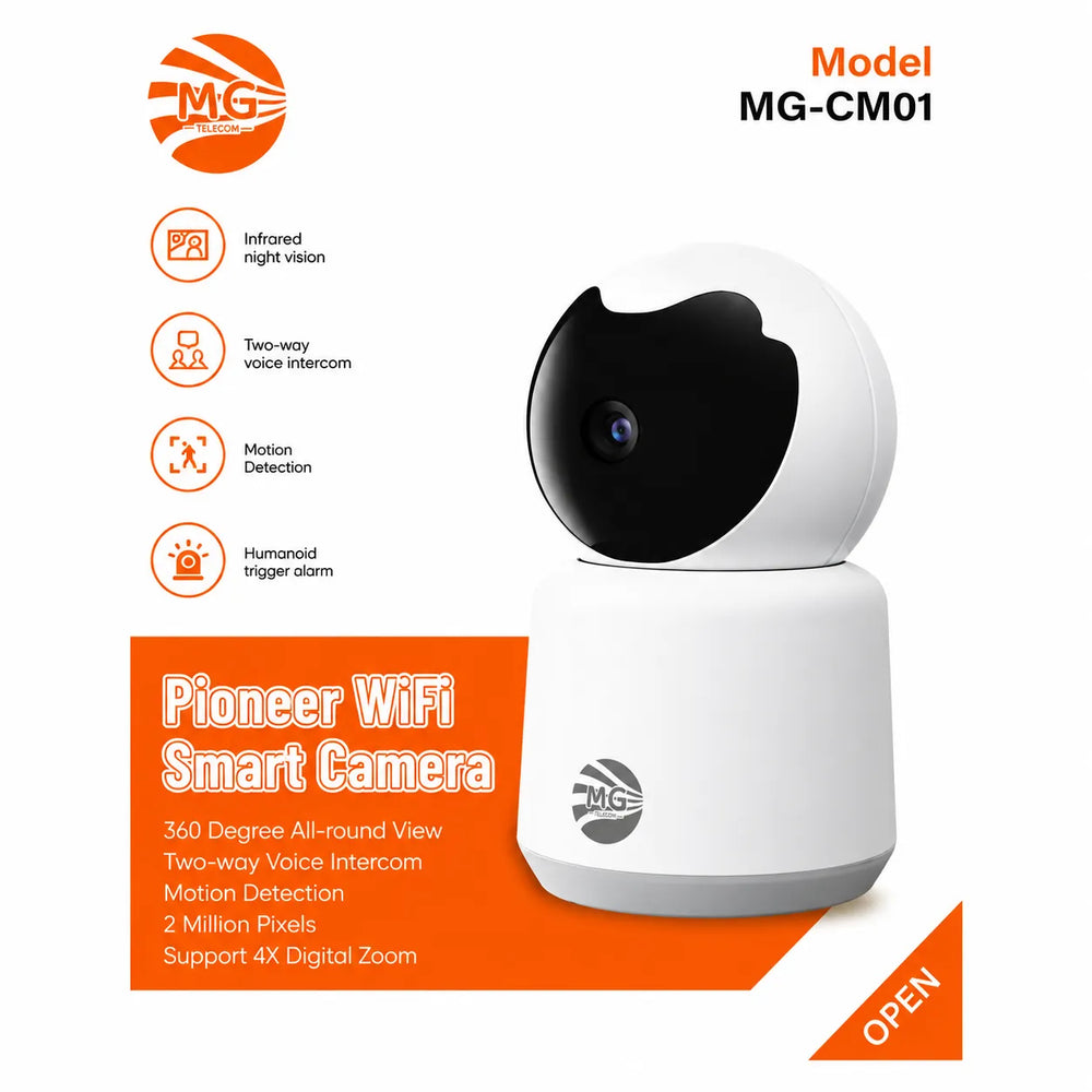 Pioneer WiFi Smart Camera – 360° Beveiligingscamera – Full HD – Bewegingsdetectie – Nachtzicht – Wit-Ilumina Benelux