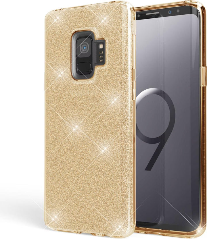 Samsung Galaxy S9 Hoesjes – Siliconen TPU Backcover – Glitter BlingBling Cover – Goud-Ilumina Benelux