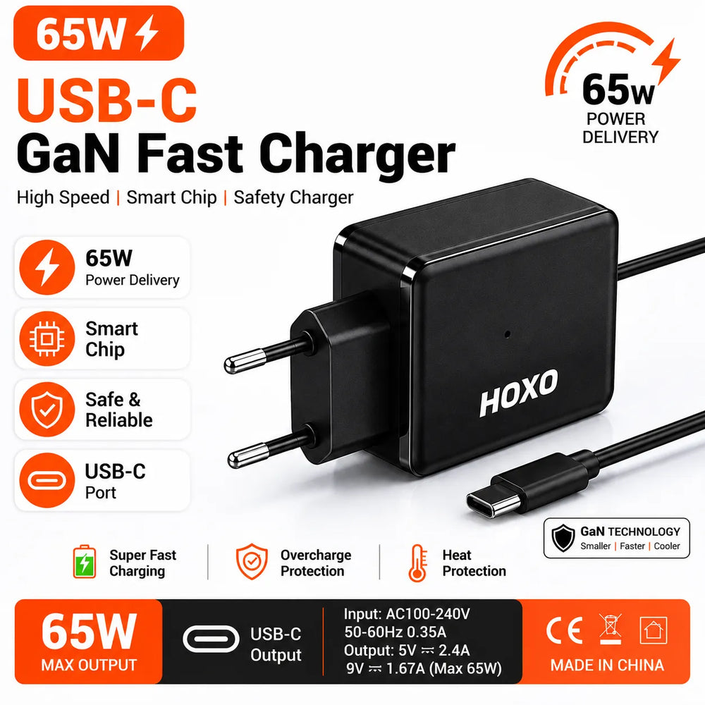 65W USB-C GaN Fast Charger met USB-C Kabel-Ilumina Benelux
