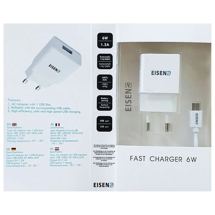 6W Fast Charger met USB-C Kabel-Ilumina Benelux