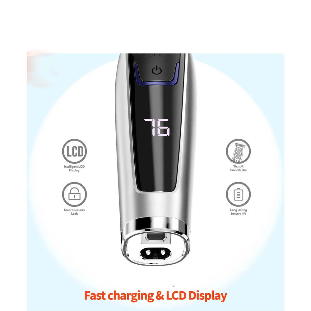 Elitist Elektrische Trimmer – 5W – Draadloos – LCD Display – USB Oplaadbaar – Zilver-Ilumina Benelux