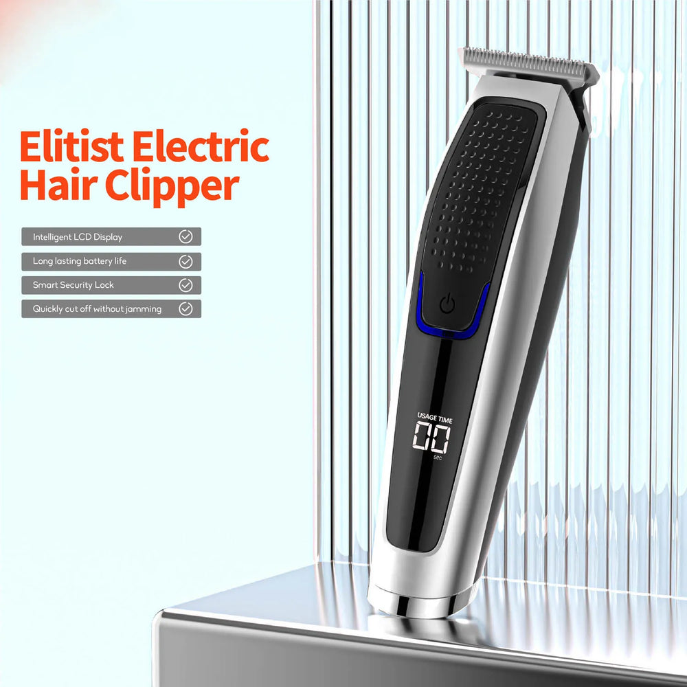 Elitist Elektrische Trimmer – 5W – Draadloos – LCD Display – USB Oplaadbaar – Zilver-Ilumina Benelux