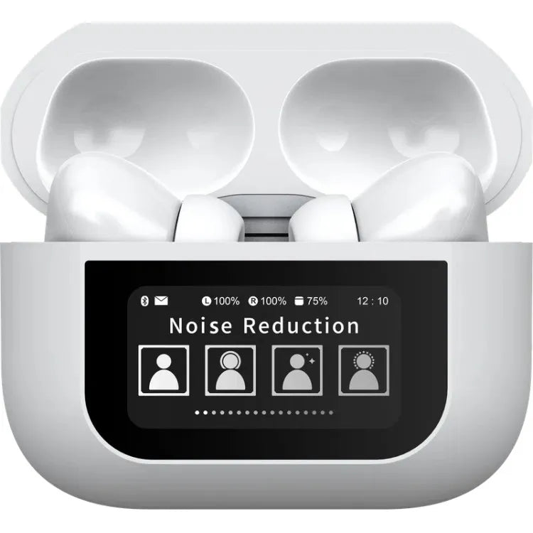 Draadloze Oordopjes met Touchscreen Display – Bluetooth In-Ear Oortjes – ANC + ENC Noise Cancelling – 30 Uur Batterijduur – Wit