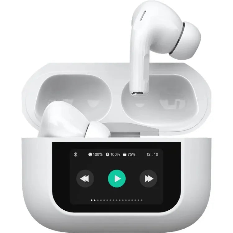 Draadloze Oordopjes met Touchscreen Display – Bluetooth In-Ear Oortjes – ANC + ENC Noise Cancelling – 30 Uur Batterijduur – Wit