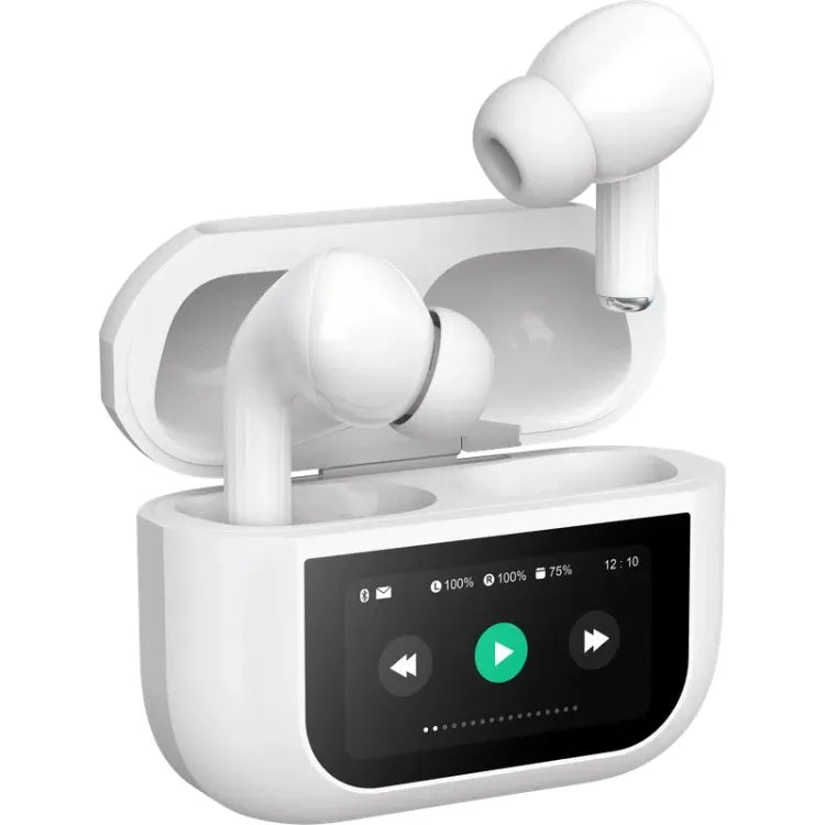 Draadloze Oordopjes met Touchscreen Display – Bluetooth In-Ear Oortjes – ANC + ENC Noise Cancelling – 30 Uur Batterijduur – Wit