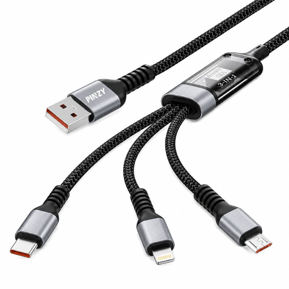 3-in-1 100W USB Oplaadkabel USB-C, Lightning en Micro-USB-Ilumina Benelux