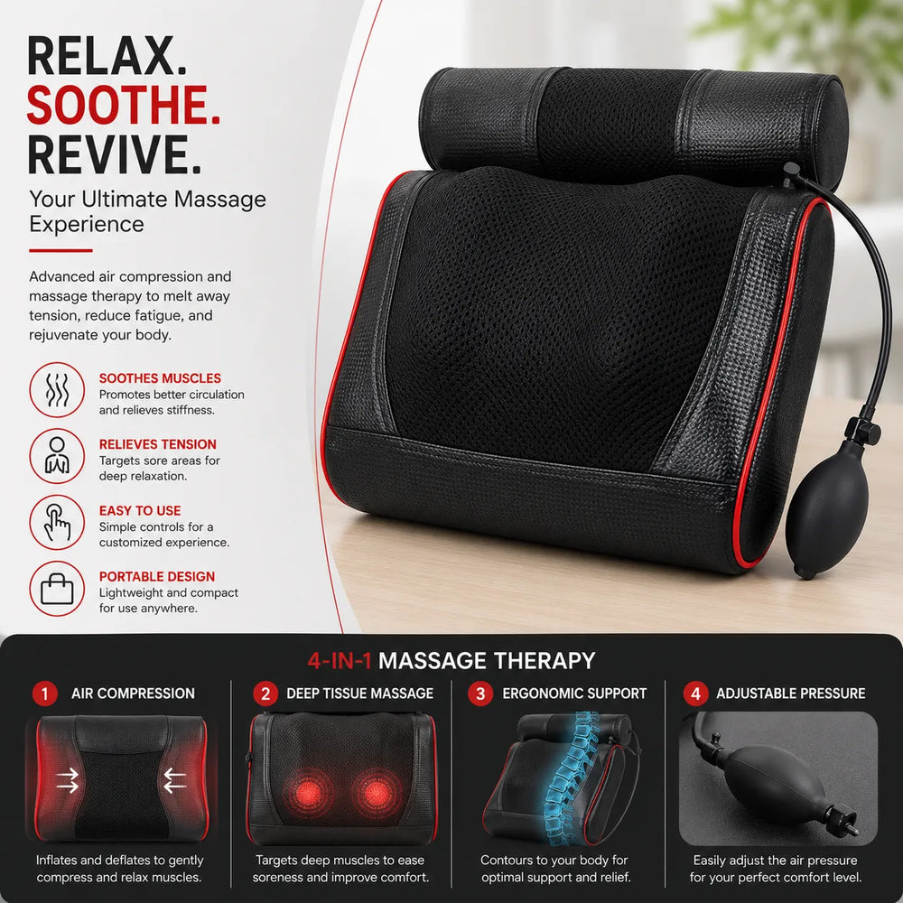 Shiatsu massagekussen rug en nek - Massagekussen - Warmtefunctie - Zwart-Ilumina Benelux