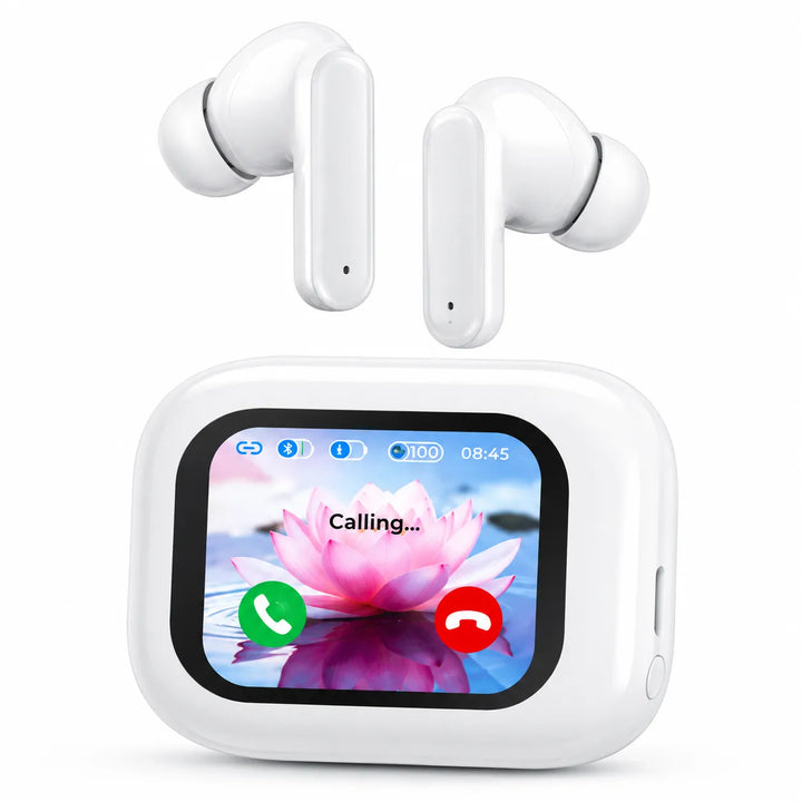 Draadloze Bluetooth Oordopjes met ANC & ENC – Touchscreen Display – TWS Earbuds – Wit-Ilumina Benelux