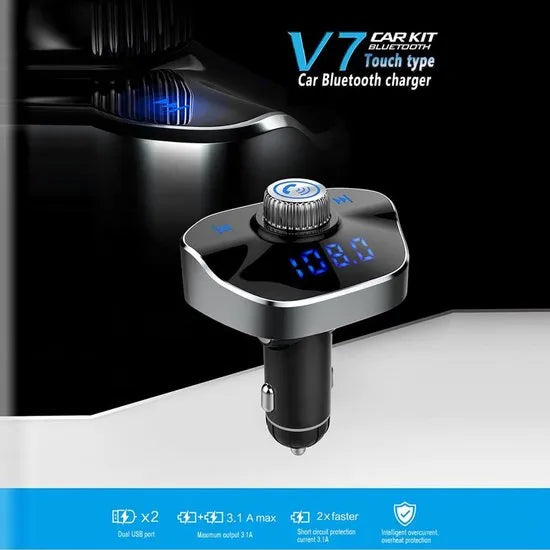 FM transmitter auto – Bluetooth CarKit MP3 speler – Handsfree bellen – USB & TF-kaart – Autolader – Zwart-Ilumina Benelux