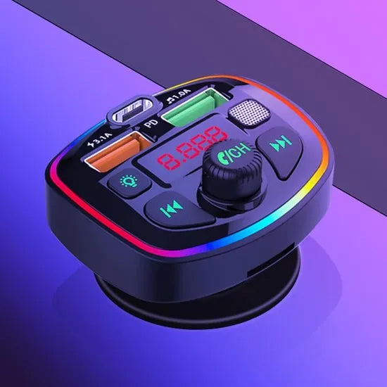 FM Transmitter Auto Bluetooth – Carkit – USB-C Oplader 20W Snelladen – USB-A Poort – SD Kaart Sleuf – Zwart-Ilumina Benelux