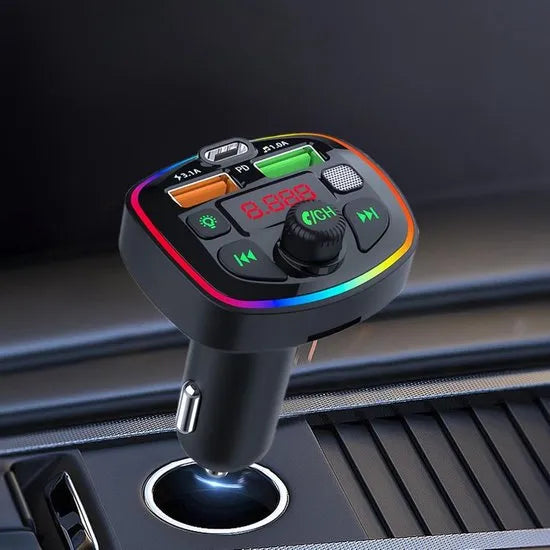 FM Transmitter Auto Bluetooth – Carkit – USB-C Oplader 20W Snelladen – USB-A Poort – SD Kaart Sleuf – Zwart-Ilumina Benelux