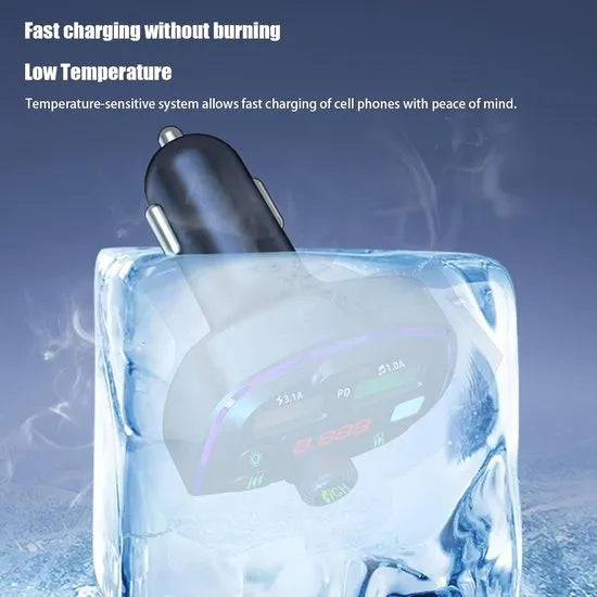FM Transmitter Auto Bluetooth – Carkit – USB-C Oplader 20W Snelladen – USB-A Poort – SD Kaart Sleuf – Zwart-Ilumina Benelux